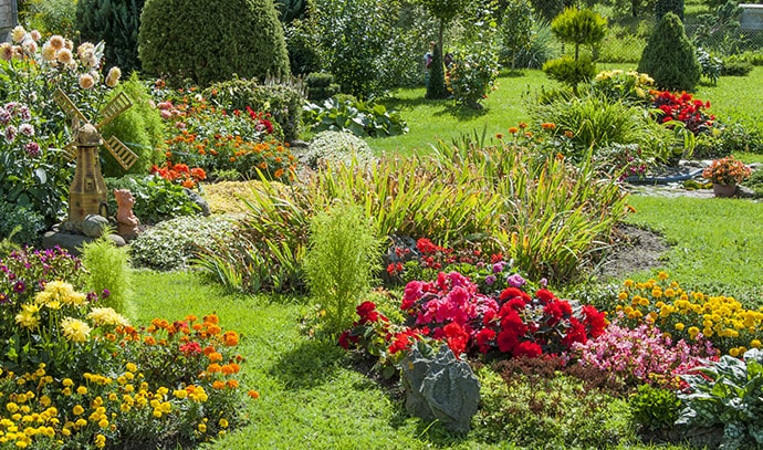 garden-flowers-plants-lawn-windmill-spring