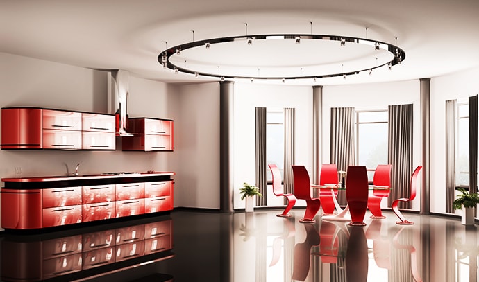 modern-red-kitchen-dining-table-six-chairs-3D