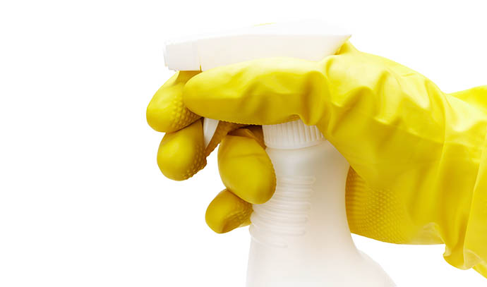 yellow-glove-spray-bottle-isolated-white-background-selective-focus